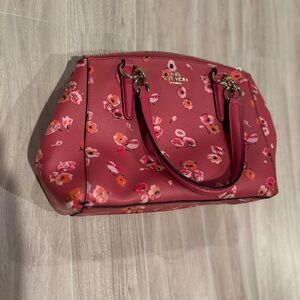 Coach Mini Christie Carryall Wildflower Dahlia Pink Purse Handbag